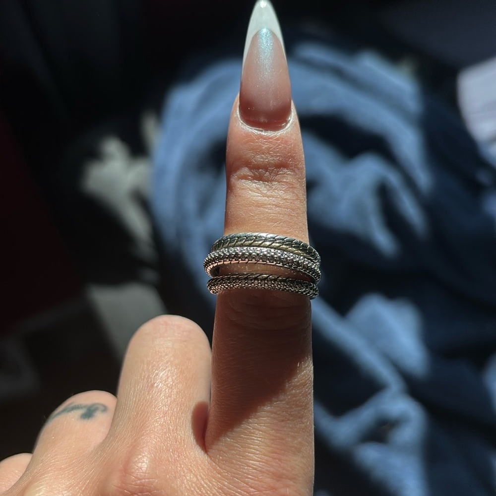 Pandora snake ring sterling silver with CZ accents